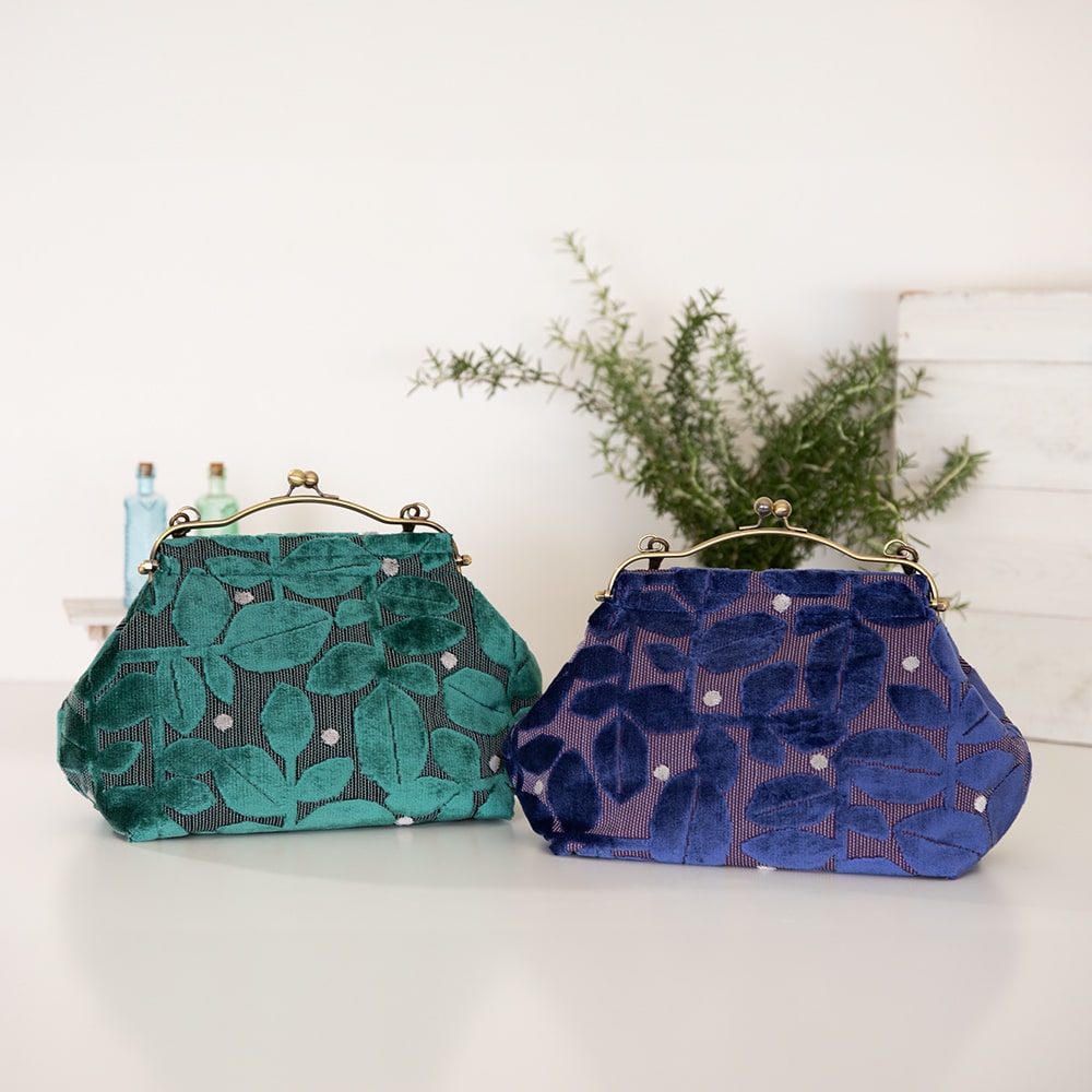 亥之吉横長ベンリーがま口はっぱドット2色