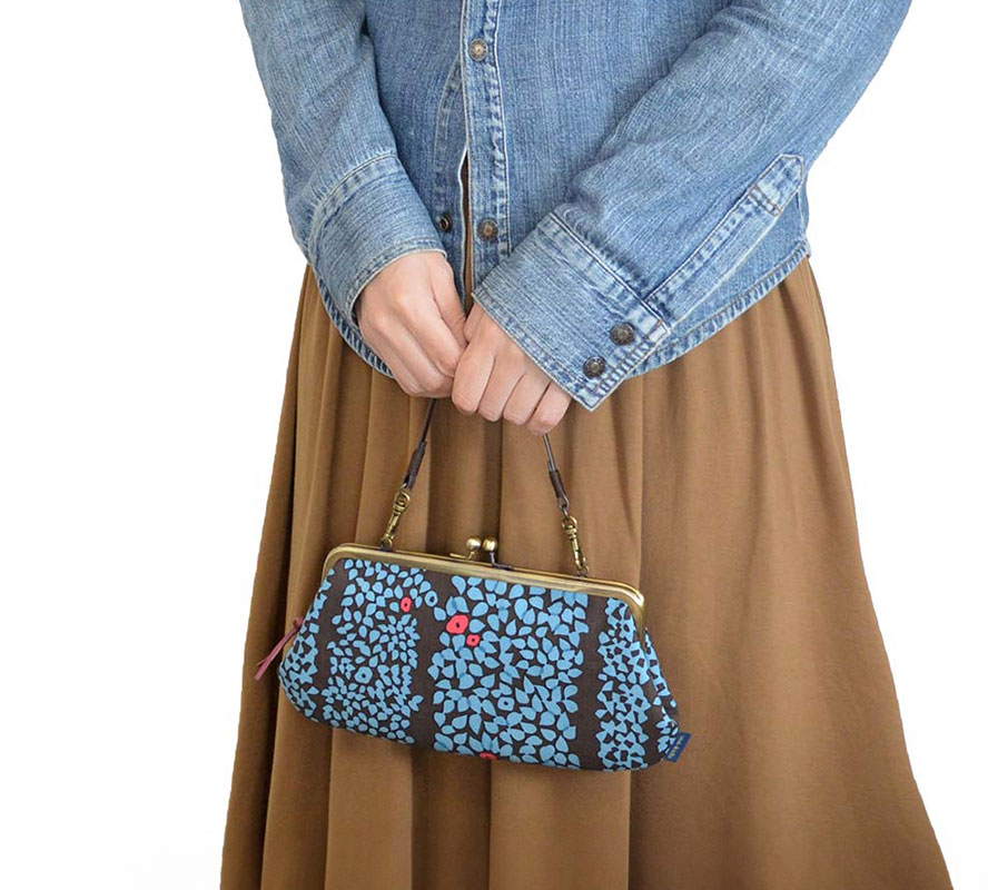 亥之吉親子長財布ボーダーリーフ